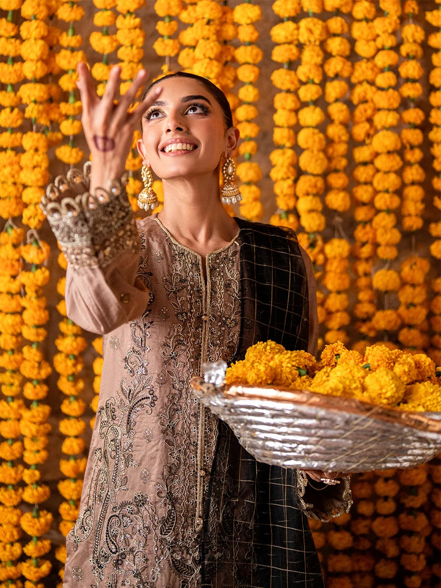 Salitex | Shehnai Festive |No020 Custom Size Rosy Brown Cotton Net