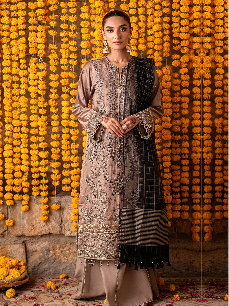 Salitex | Shehnai Festive |No020 XS Rosy Brown Cotton Net