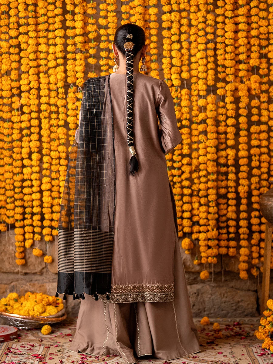 Salitex | Shehnai Festive |No020 S Rosy Brown Cotton Net