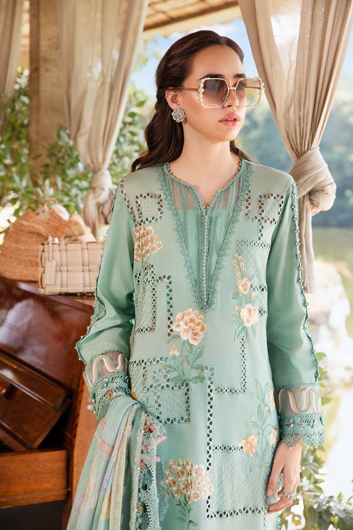 Maria B | M Prints 25 | MPT-2501-B L Sea Green Lawn