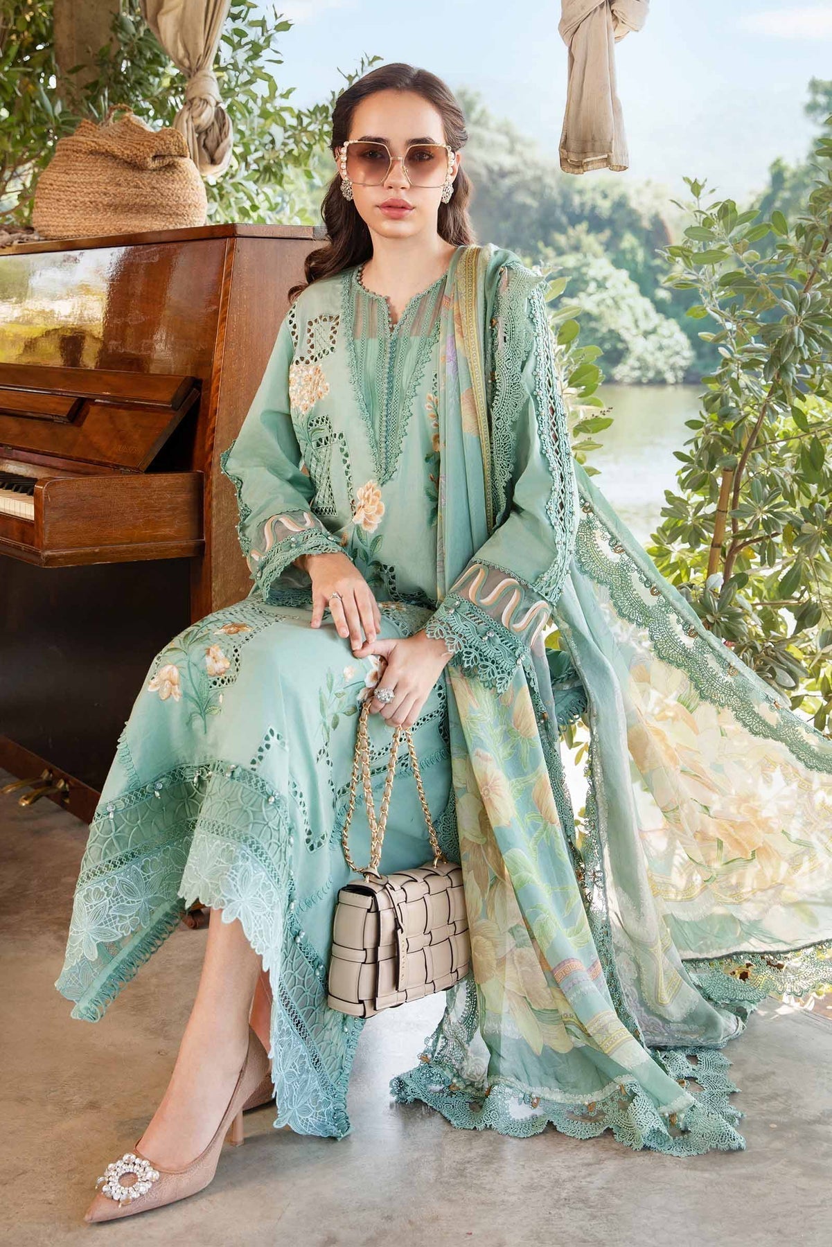 Maria B | M Prints 25 | MPT-2501-B S Sea Green Lawn
