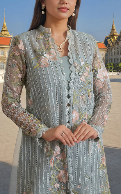 Threads and Motifs | Formal Dresses 25 | Organza Embroidered Front Open Jacket