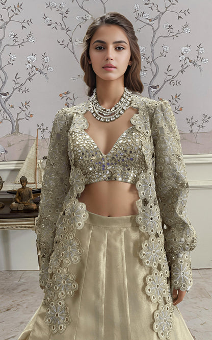 Threads and Motifs | Formal Dresses 25 | EMBRIODERED JACKET WITH BLOUSE AND SKIRT