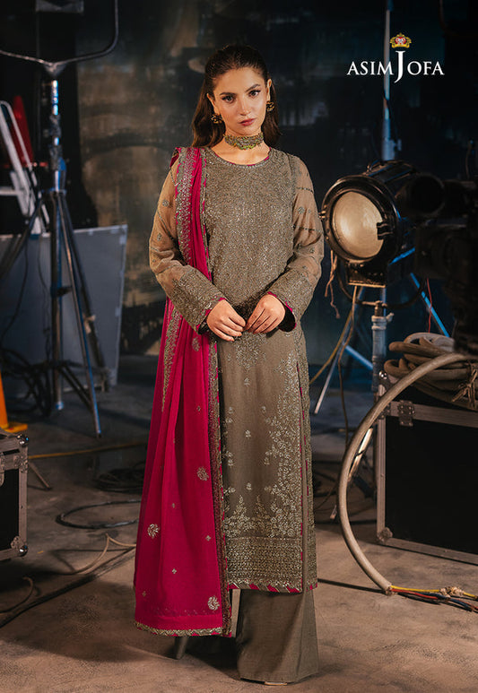 Asim Jofa | Festive Collection 25 | AJLF-06 XS Mouse Gray Chiffon