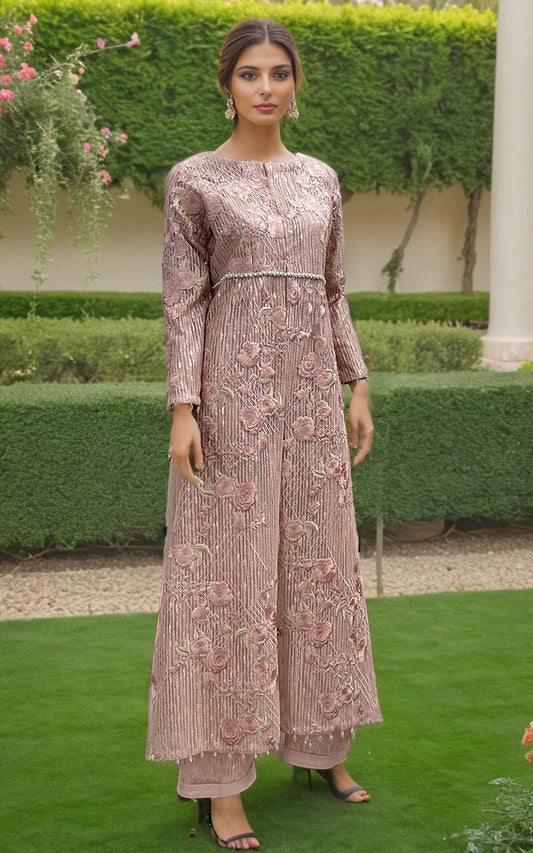 Threads and Motifs | Formal Dresses 25 | Net Embroidered Jacket With Trouser - Pakistani Designer Dress - by Threads and Motifs - Type : Ladies Clothes - 100% Original at Saira Sultan