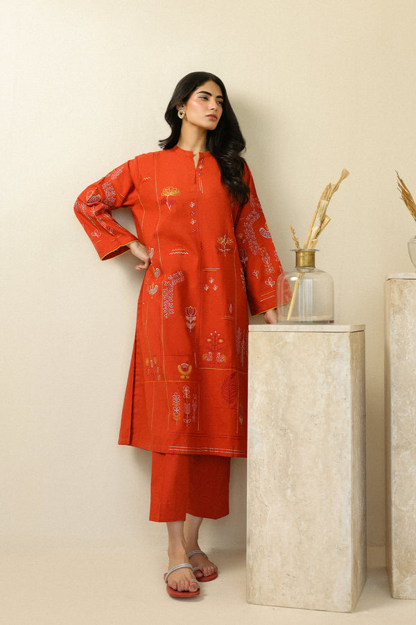 Sahar | Pre Essential Emb Edit | Burnt Citrus - Pakistani Designer Dress - by Sahar - Type : Ladies Clothes - 100% Original at Saira Sultan