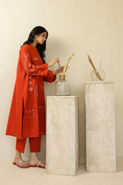 Sahar | Pre Essential Emb Edit | Burnt Citrus - Pakistani Designer Dress - by Sahar - Type : Ladies Clothes - 100% Original at Saira Sultan