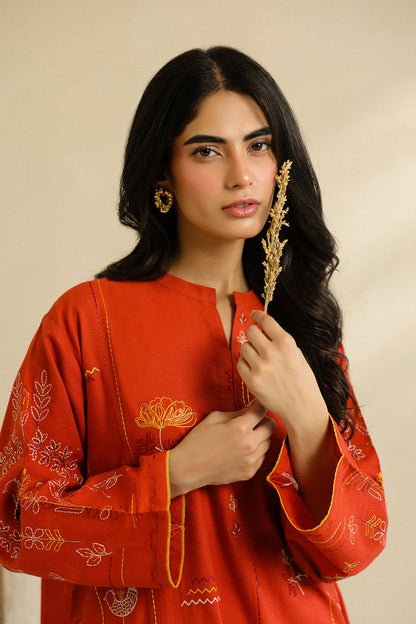 Sahar | Pre Essential Emb Edit | Burnt Citrus - Pakistani Designer Dress - by Sahar - Type : Ladies Clothes - 100% Original at Saira Sultan