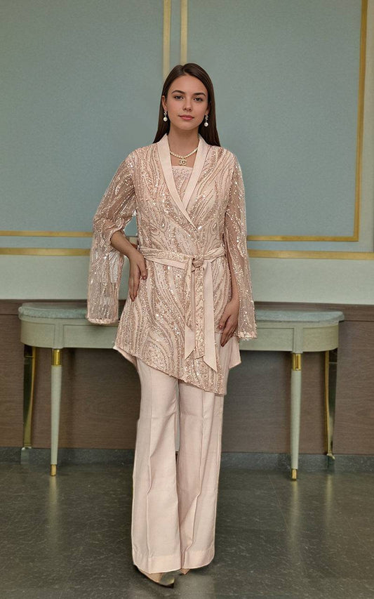 Threads and Motifs | Formal Dresses 25 | Net Embroidered Jacket With Trouser - Pakistani Designer Dress - by Threads and Motifs - Type : Ladies Clothes - 100% Original at Saira Sultan