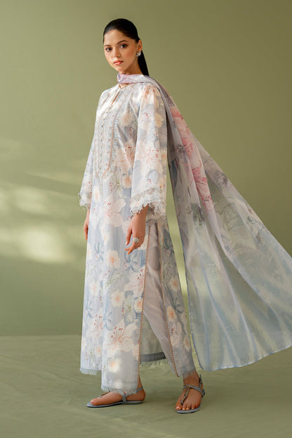 Baroque | Eid Printique | EMBROIDERED PRINTED LAWN UF-4166 L Light Blue Lawn