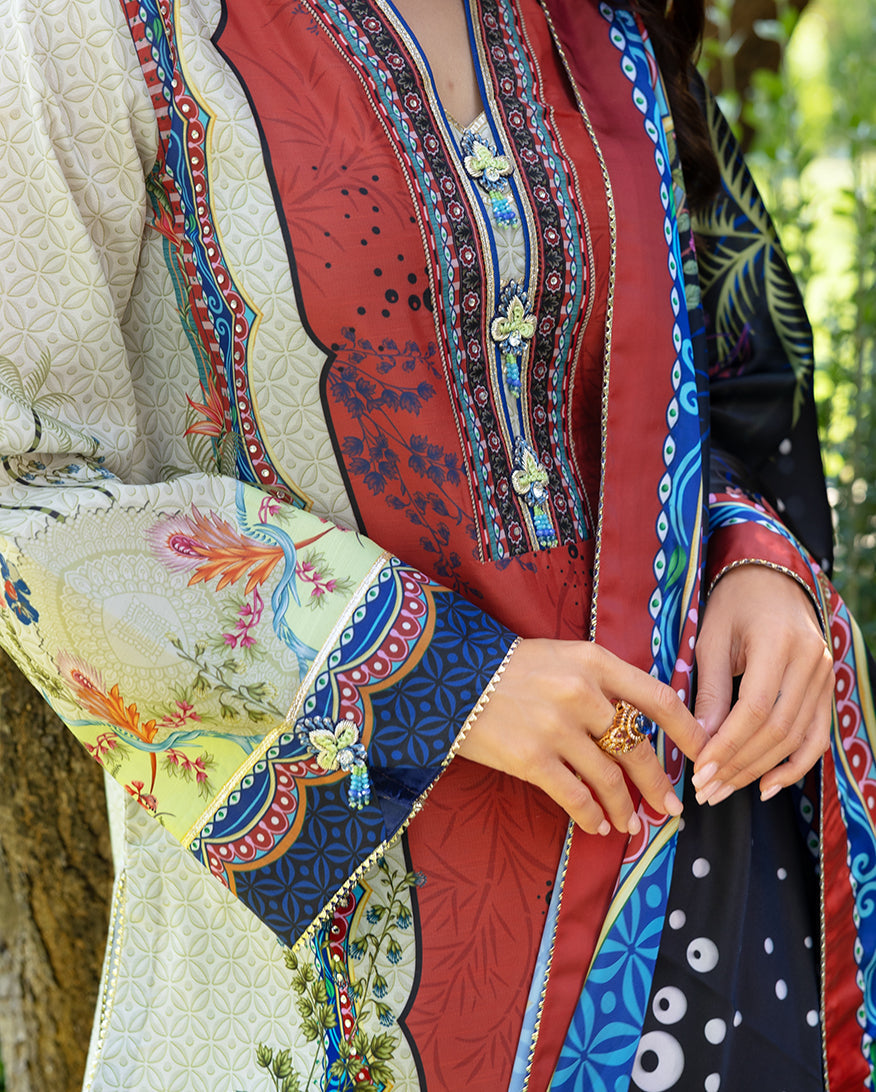 Mushq | Nirvana Printed Silk | Ethereal Gleam - Pakistani Designer Dress - by Mushq - Type : Ladies Clothes - 100% Original at Saira Sultan