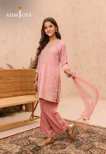 Asim Jofa | Velvet Edit | AJKV-09 10-Aug Peach Pink Velvet