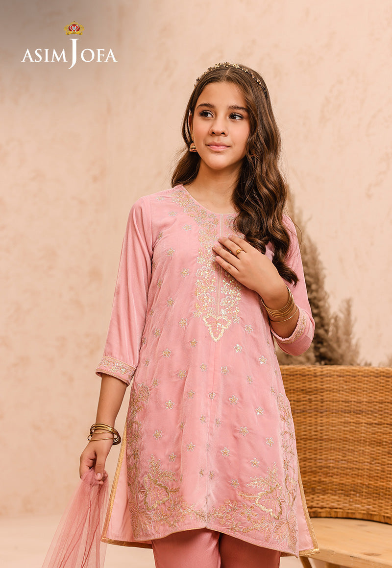 Asim Jofa | Velvet Edit | AJKV-09 12-Oct Peach Pink Velvet