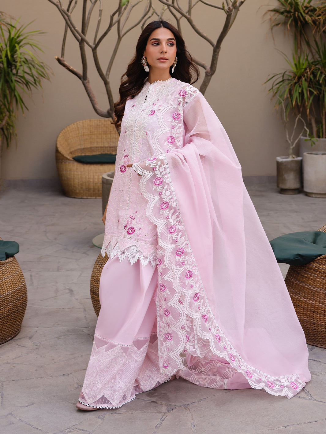 Faiza Faisal | Marine Luxury Lawn 25 | RENA S Rose Pink Lawn