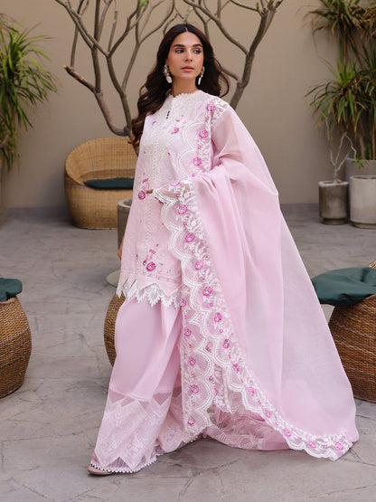 Faiza Faisal | Marine Luxury Lawn 25 | RENA S Rose Pink Lawn
