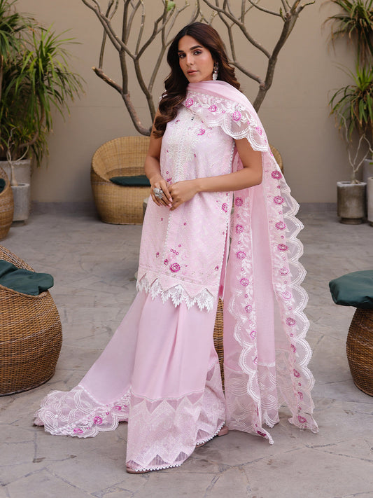 Faiza Faisal | Marine Luxury Lawn 25 | RENA XS Rose Pink Lawn