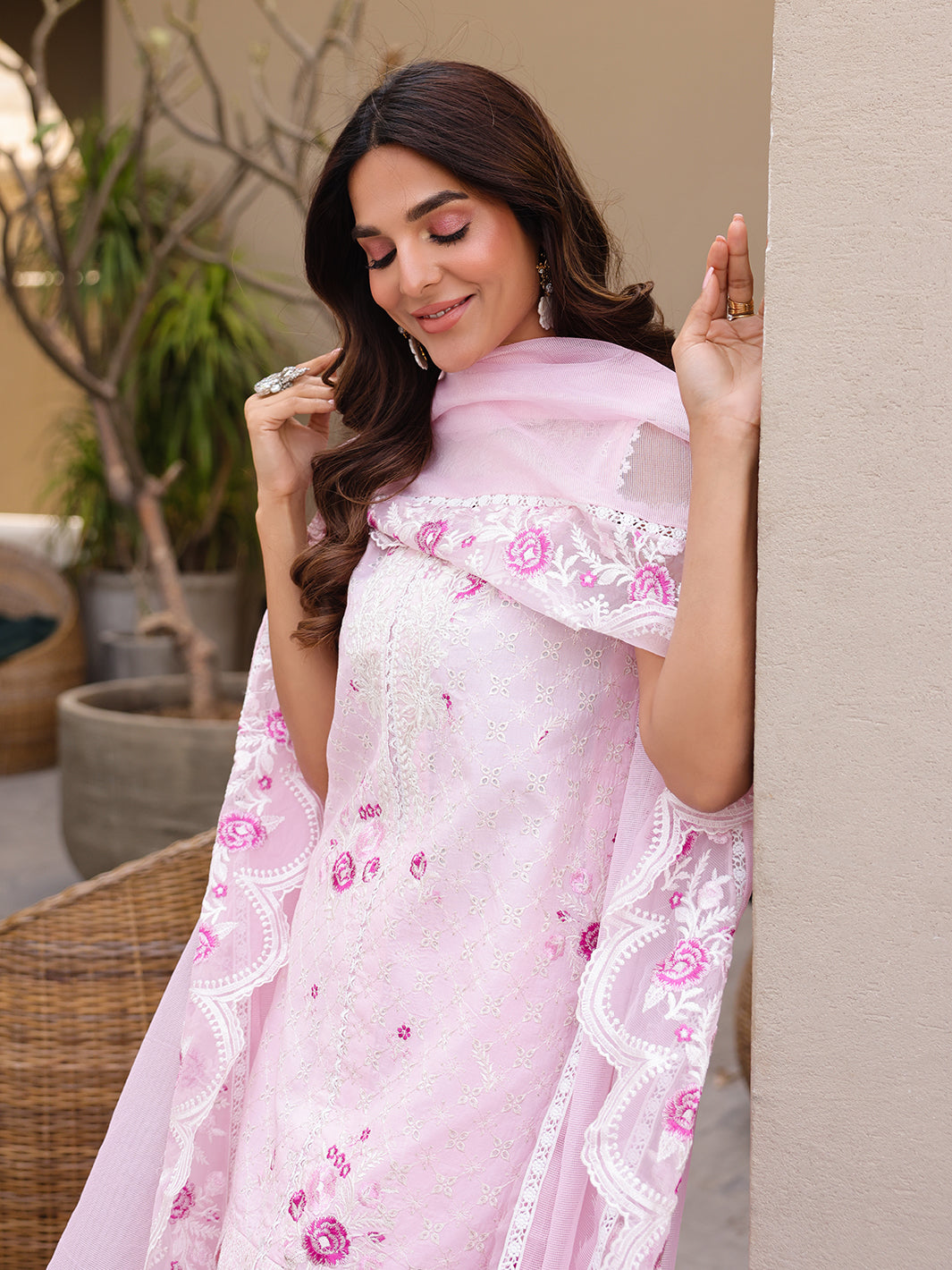 Faiza Faisal | Marine Luxury Lawn 25 | RENA XL Rose Pink Lawn