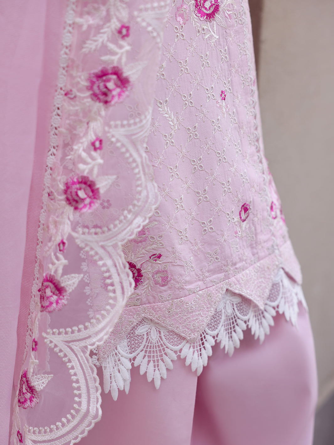 Faiza Faisal | Marine Luxury Lawn 25 | RENA L Rose Pink Lawn