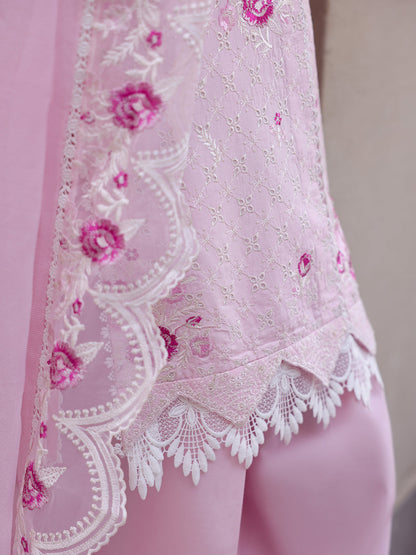 Faiza Faisal | Marine Luxury Lawn 25 | RENA L Rose Pink Lawn