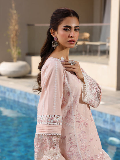 Faiza Faisal | Marine Luxury Lawn 25 | MARIA Custom Size Pink Short Shirt with Sharara