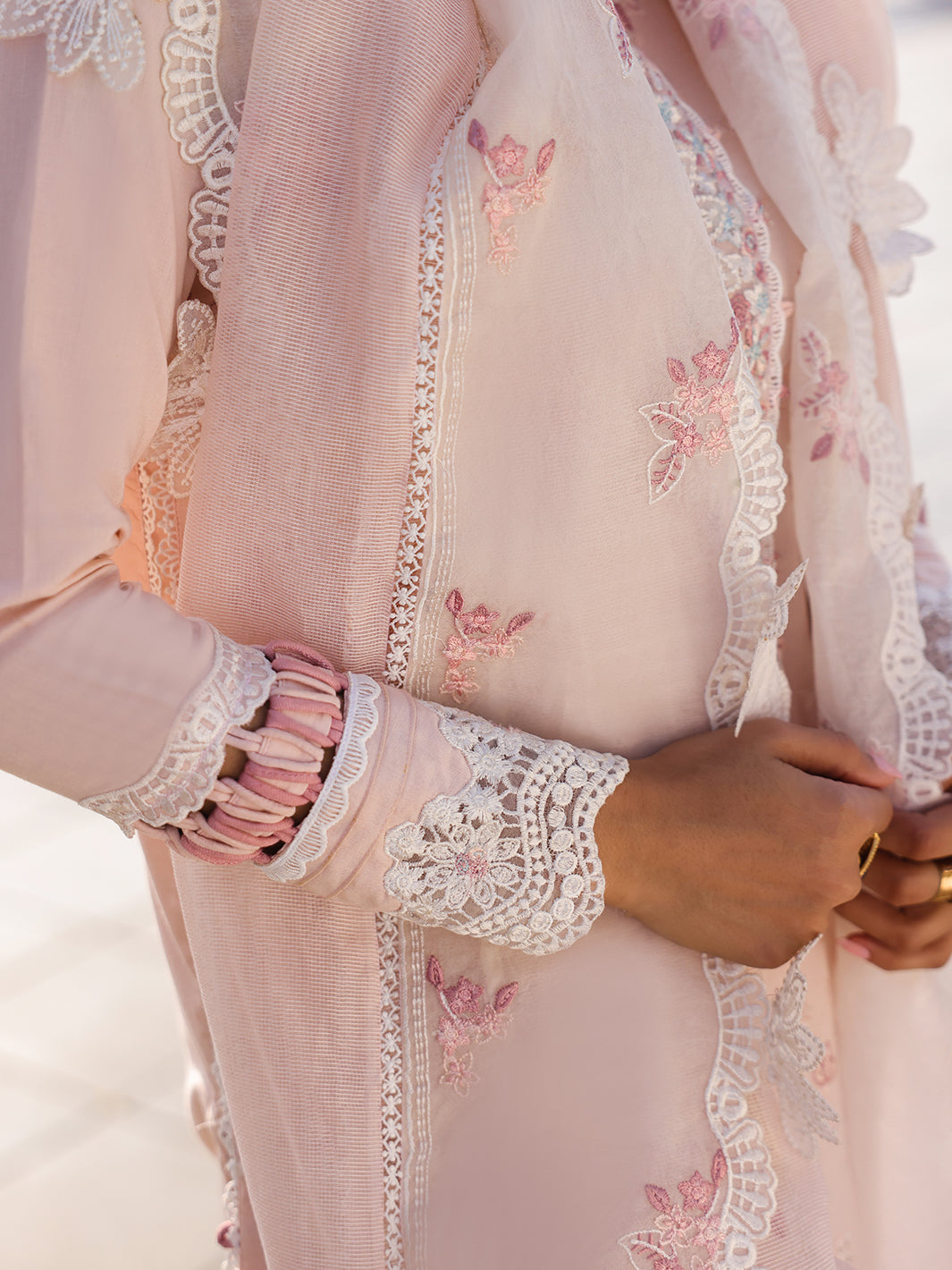 Faiza Faisal | Marine Luxury Lawn 25 | MARIA XL Pink Short Shirt with Sharara