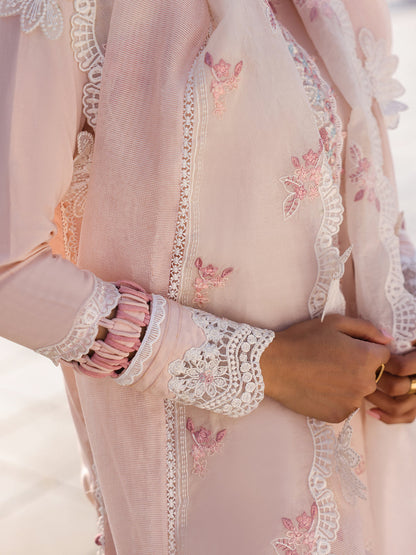 Faiza Faisal | Marine Luxury Lawn 25 | MARIA XL Pink Short Shirt with Sharara