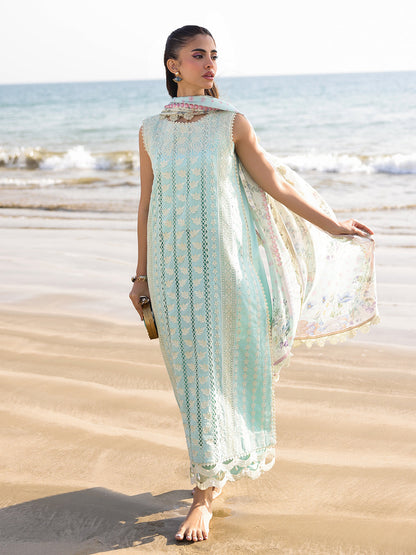 Faiza Faisal | Marine Luxury Lawn 25 | AINE XS Light Ferozi Lawn
