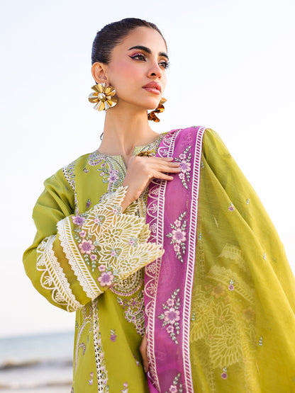 Faiza Faisal | Marine Luxury Lawn 25 | HINA M Parrot Green Lawn