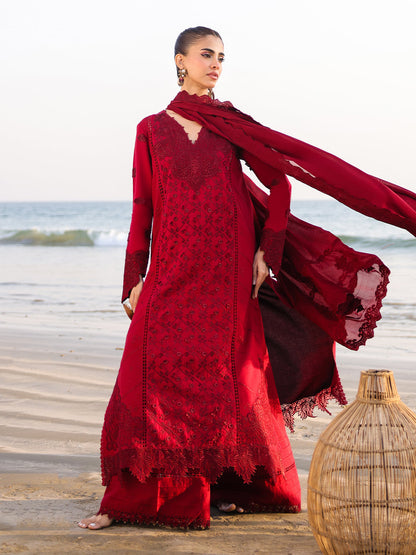 Faiza Faisal | Marine Luxury Lawn 25 | TARA S Red Lawn