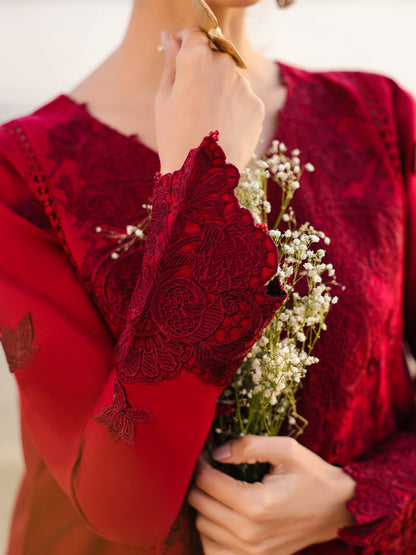 Faiza Faisal | Marine Luxury Lawn 25 | TARA L Red Lawn