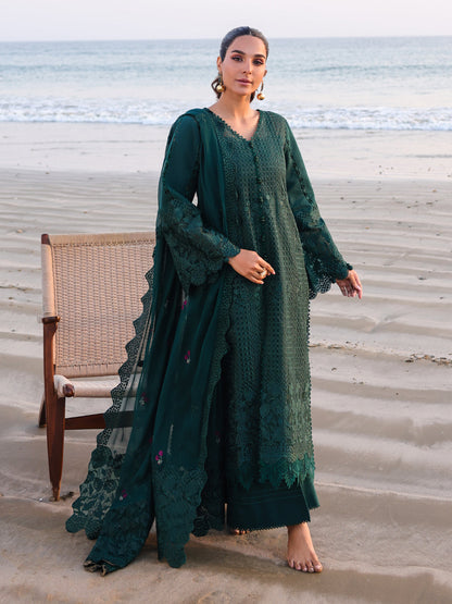 Faiza Faisal | Marine Luxury Lawn 25 | SOPHIA S Bottle Green Lawn