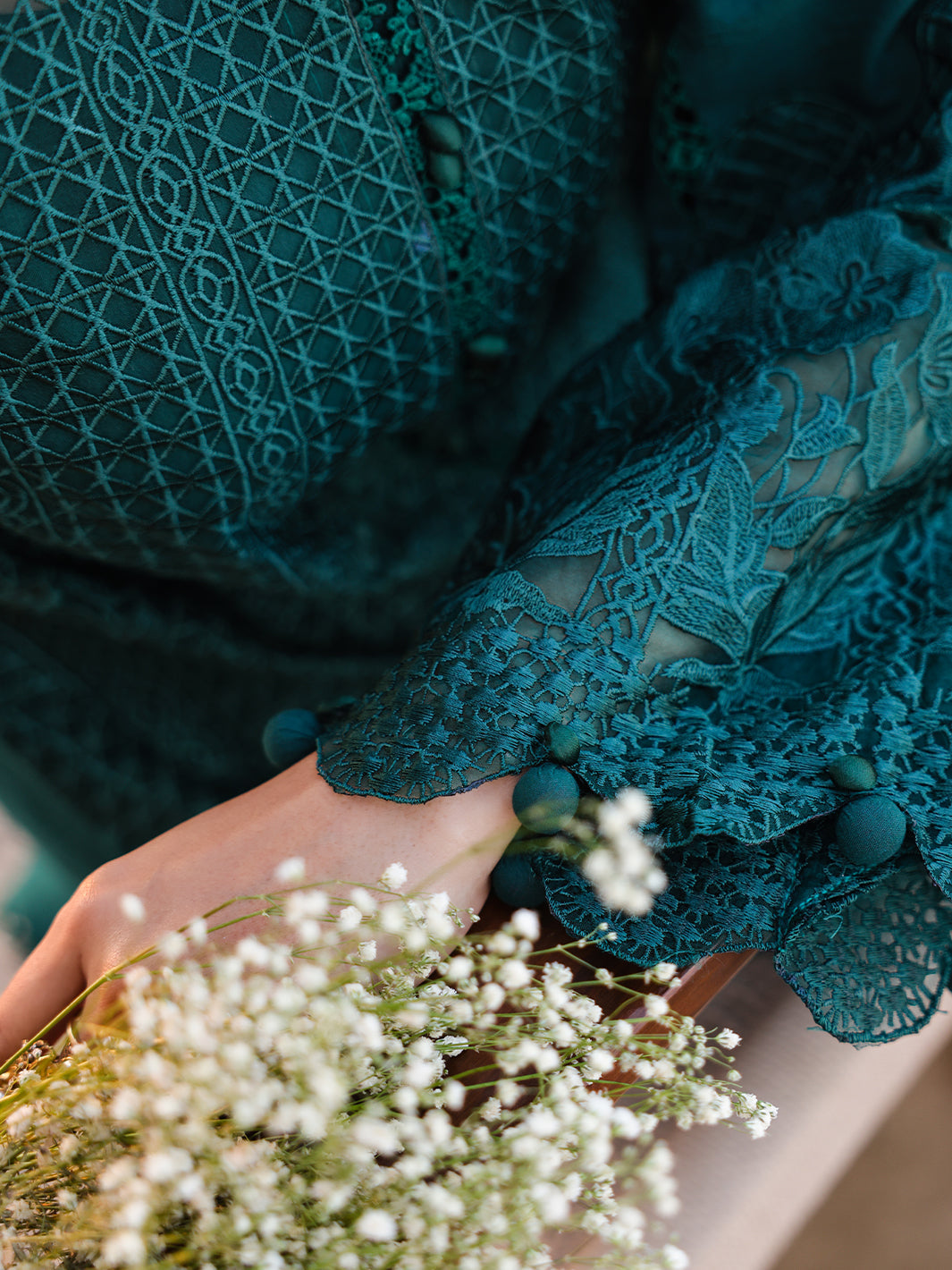 Faiza Faisal | Marine Luxury Lawn 25 | SOPHIA L Bottle Green Lawn