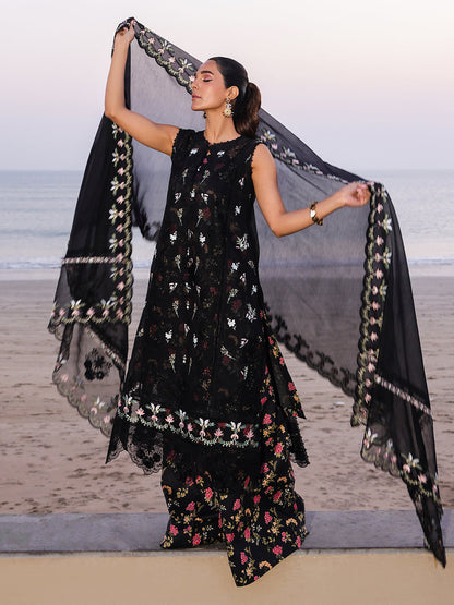 Faiza Faisal | Marine Luxury Lawn 25 | ELVA M Black Lawn