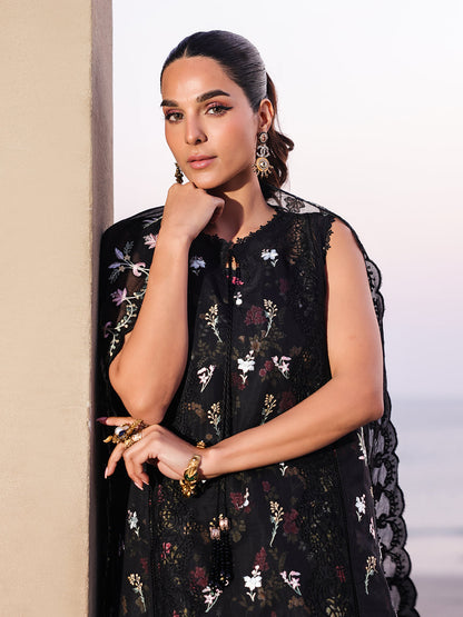 Faiza Faisal | Marine Luxury Lawn 25 | ELVA XL Black Lawn
