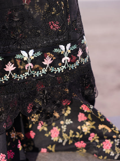 Faiza Faisal | Marine Luxury Lawn 25 | ELVA Custom Size Black Lawn