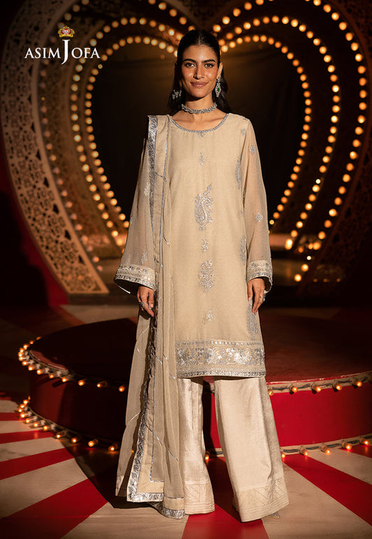 Asim Jofa | Festive Collection 25 | AJLF-09 XS Beige Chiffon
