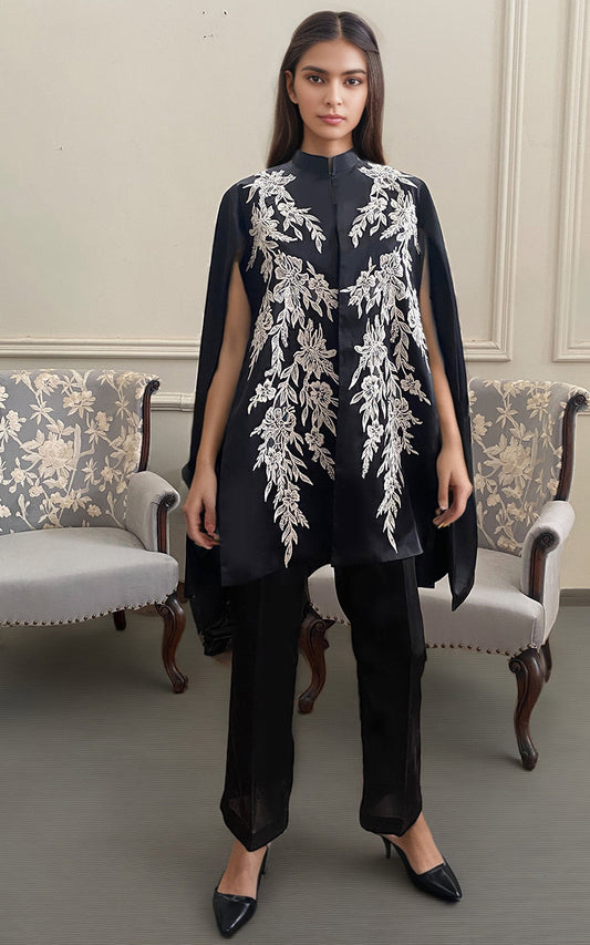Threads and Motifs | Formal Dresses 25 | Embroidered Cape With Trouser - Pakistani Designer Dress - by Threads and Motifs - Type : Ladies Clothes - 100% Original at Saira Sultan
