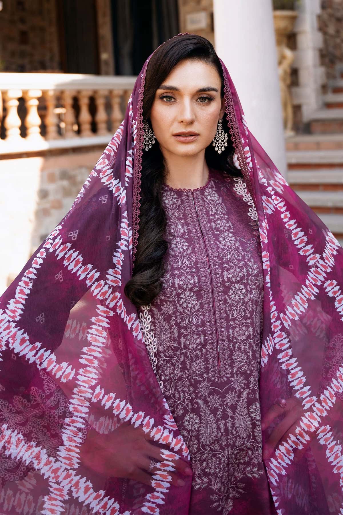 Afrozeh | Damask The Holiday Edit 25 | Anisa A M Magenta Lawn