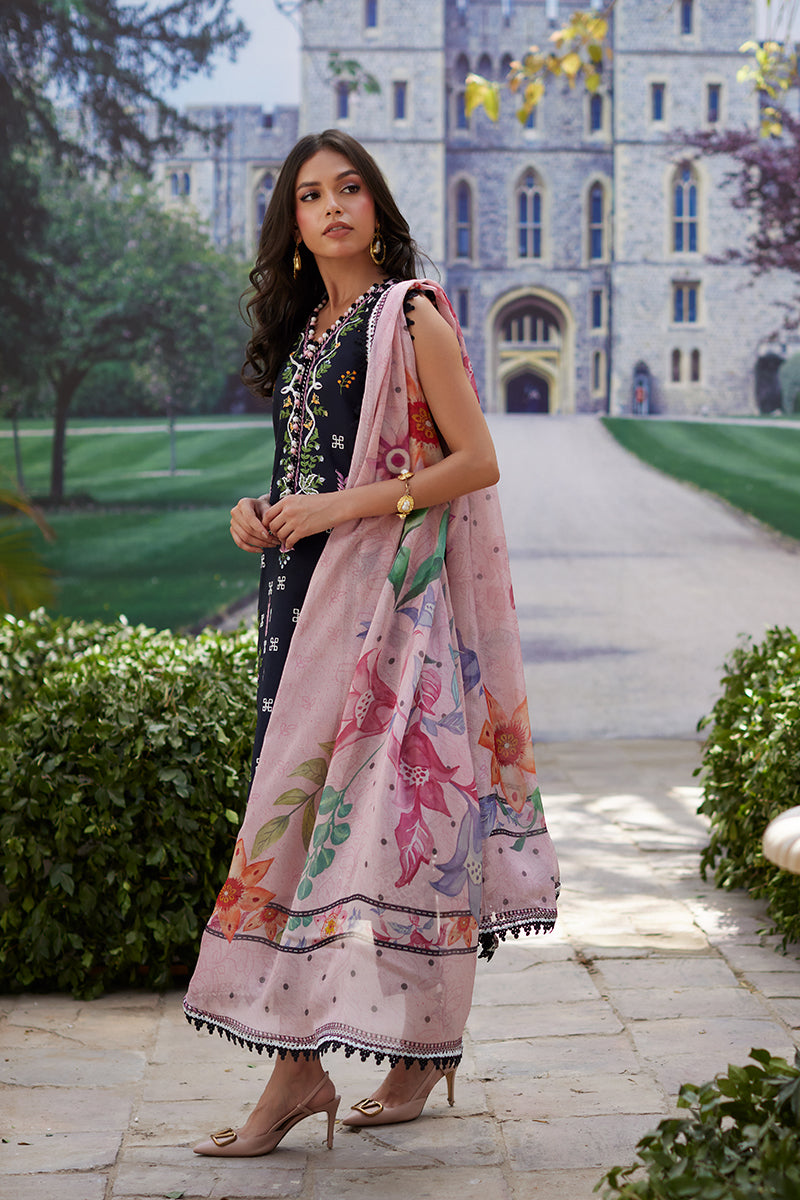 Mina Hassan | Chikankari Lawn 25 | Sasha Custom Size Midnight Blue Lawn