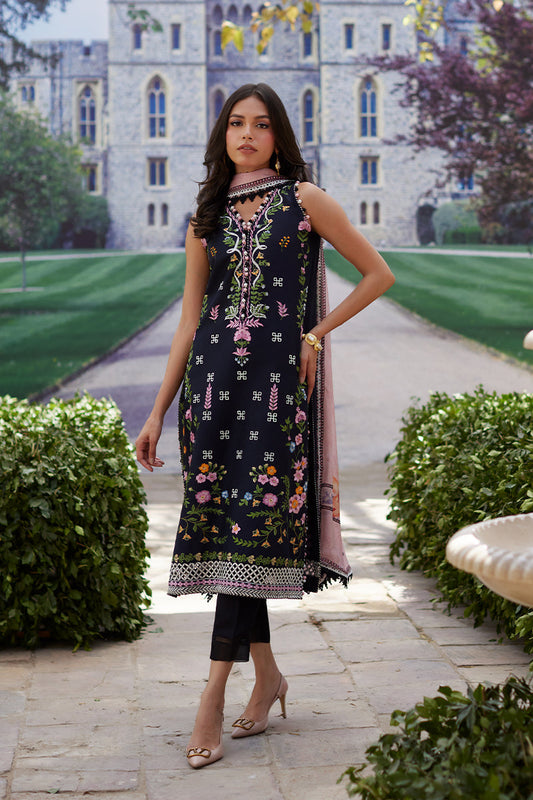 Mina Hassan | Chikankari Lawn 25 | Sasha XS Midnight Blue Lawn