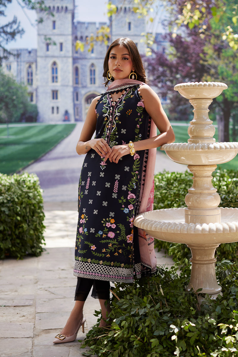 Mina Hassan | Chikankari Lawn 25 | Sasha XL Midnight Blue Lawn