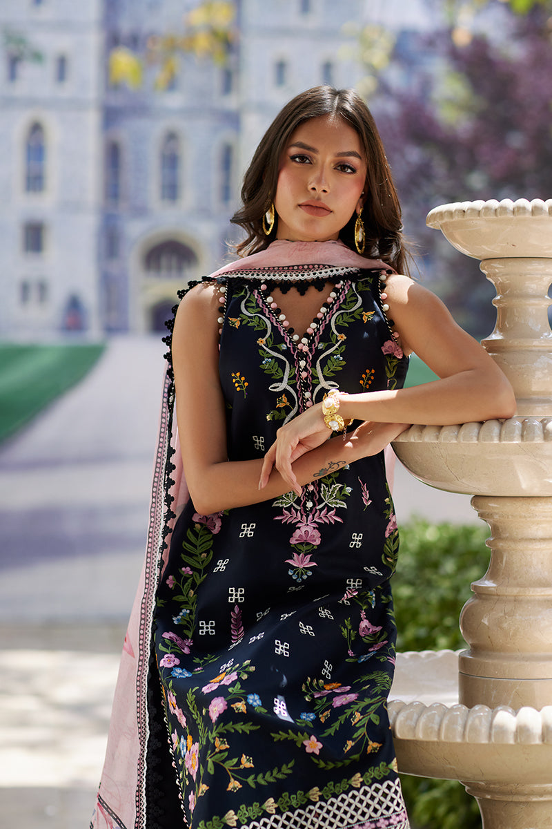 Mina Hassan | Chikankari Lawn 25 | Sasha M Midnight Blue Lawn