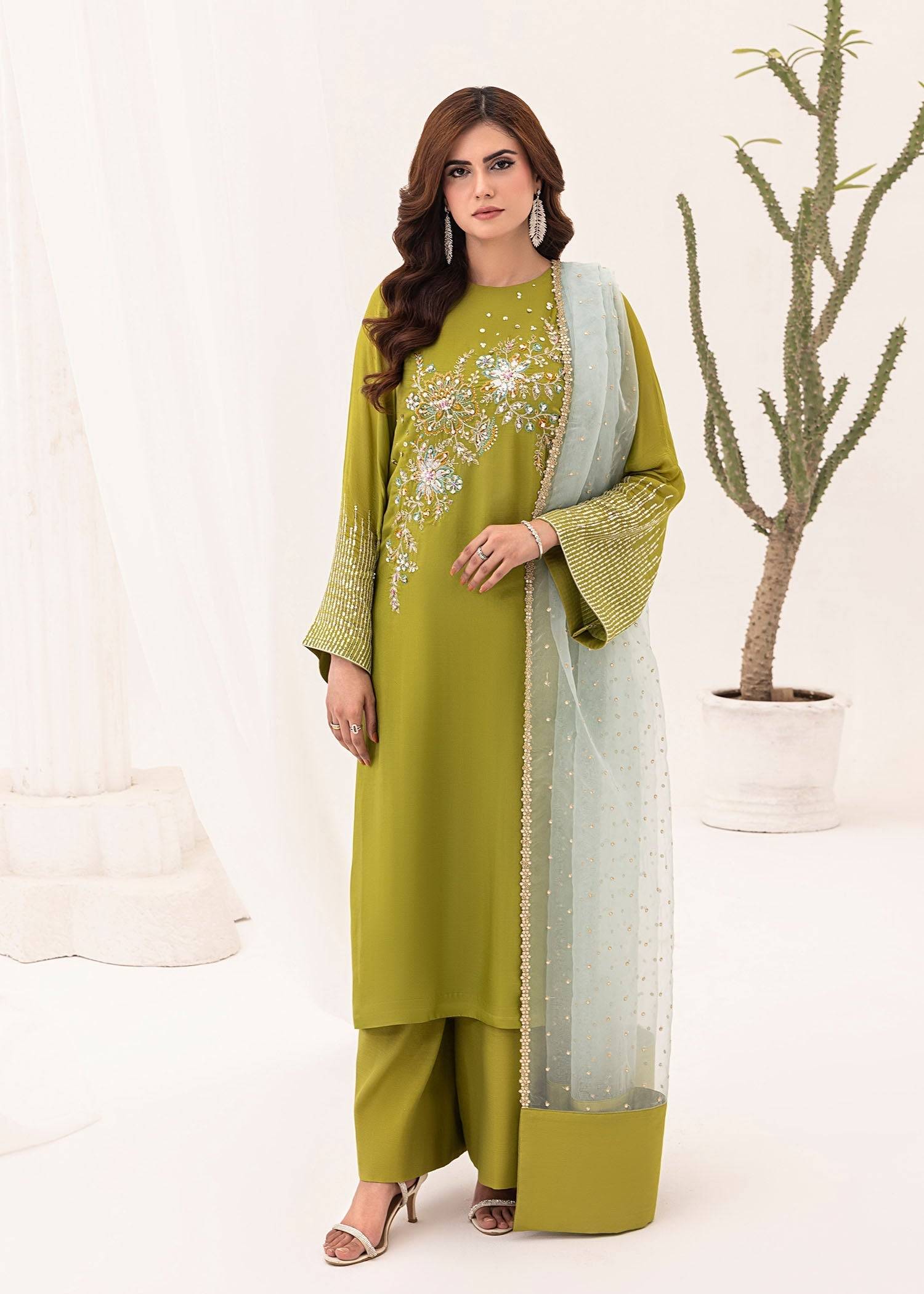 Jamnii | Silk Ivy | Lime Forest - Pakistani Designer Dress - by Jamnii | Type: Ladies Clothes - 100% Original at Saira Sultan