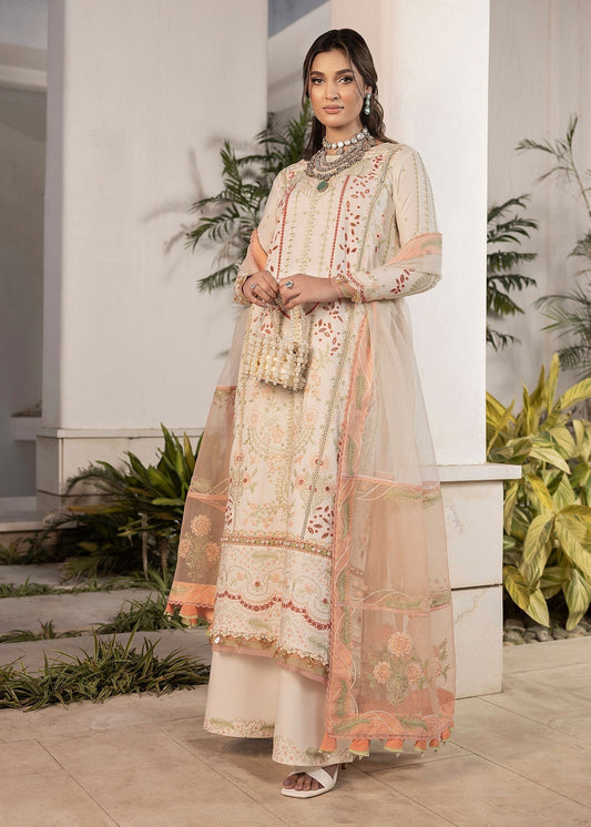 Shurooq | Luxury Lawn 25 | Nora XS Ivory Lawn