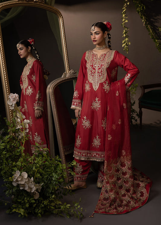 Shurooq | Garden of Dream | Crimson S Red Silk