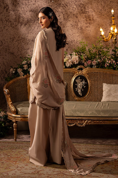 Mina Kashif | Loona Lawn 25 | Garnet S Beige Tussar Silk