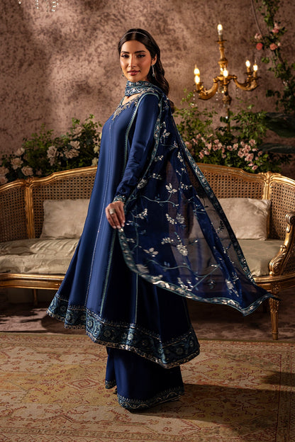 Mina Kashif | Loona Lawn 25 | Midnight XL Deep Blue Tussar Silk