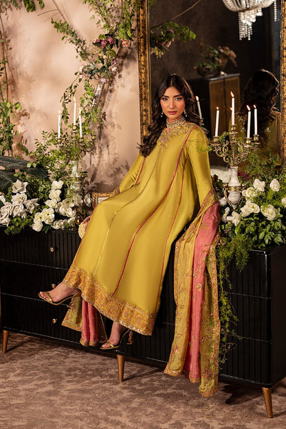 Mina Kashif | Loona Lawn 25 | Topaz XL Old Gold Tussar Silk