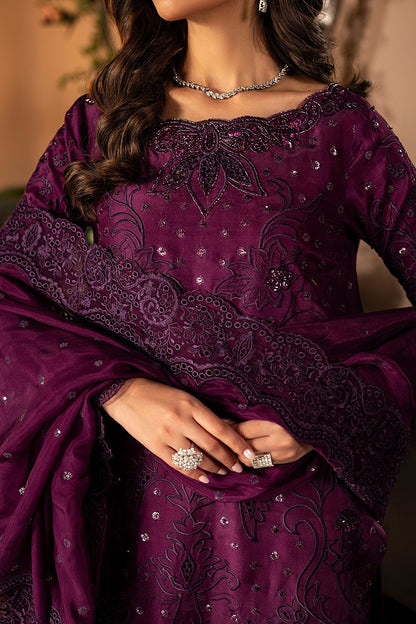 Mina Kashif | Loona Lawn 25 | Jade M Dark Purple Tussar Silk