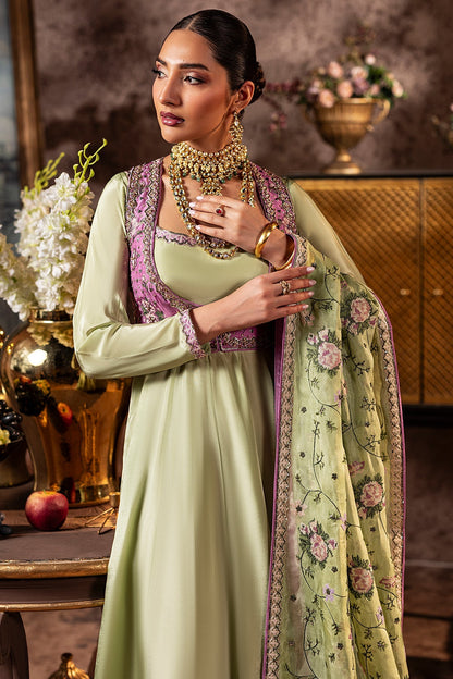 Mina Kashif | Loona Lawn 25 | Elan XL Apple Green Roman Silk